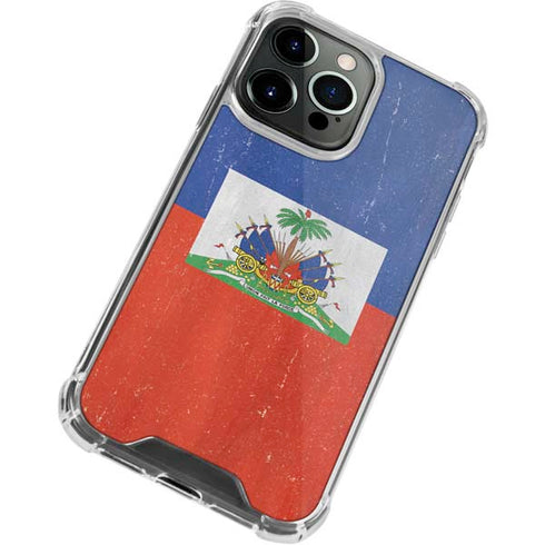 Haiti Flag Distressed iPhone 13 Pro Clear Case